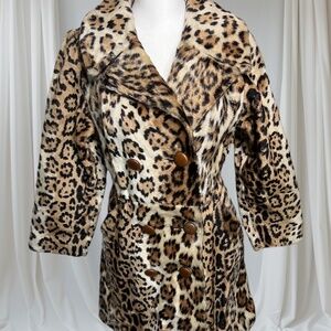 Vintage 1960's Swahili Faux Leopard Coat Size XS / Small